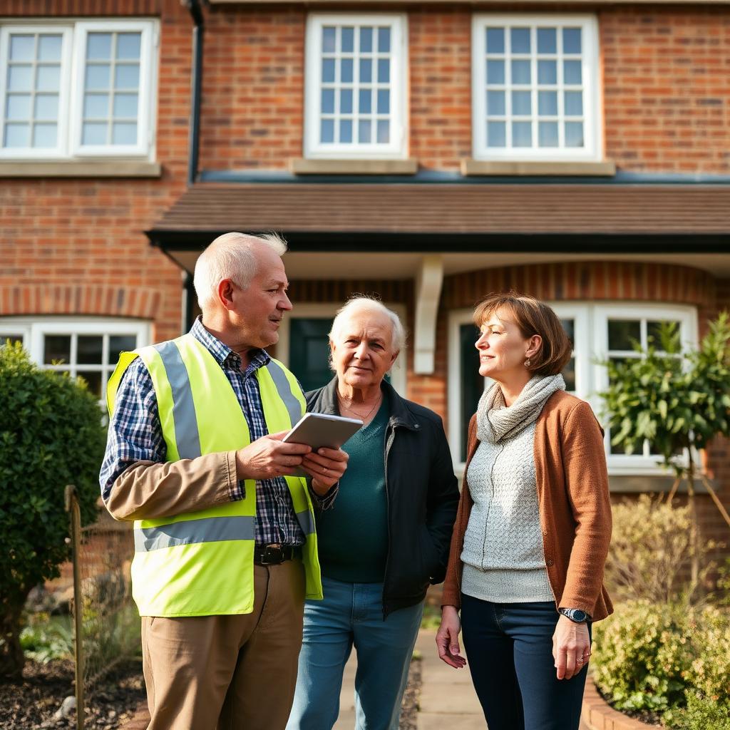 Surveyor walking a Buckinghamshire homeowner round a property